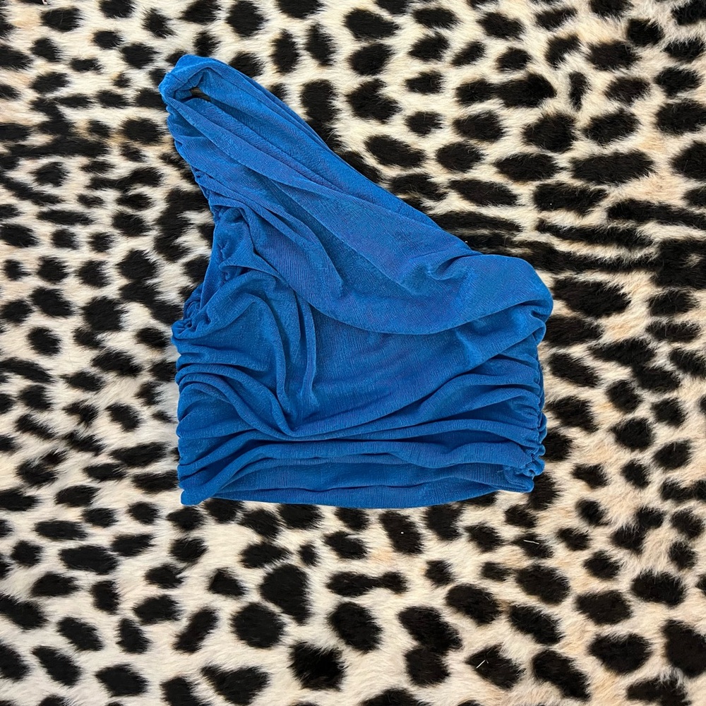 Blue one shoulder top